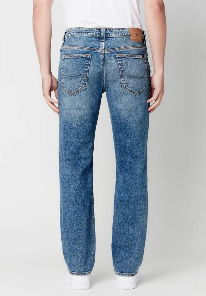 Men Relaxed Straight Driven Worked Over Jeans Indigo Buffalo David Bitton Relaxed Straight Driven