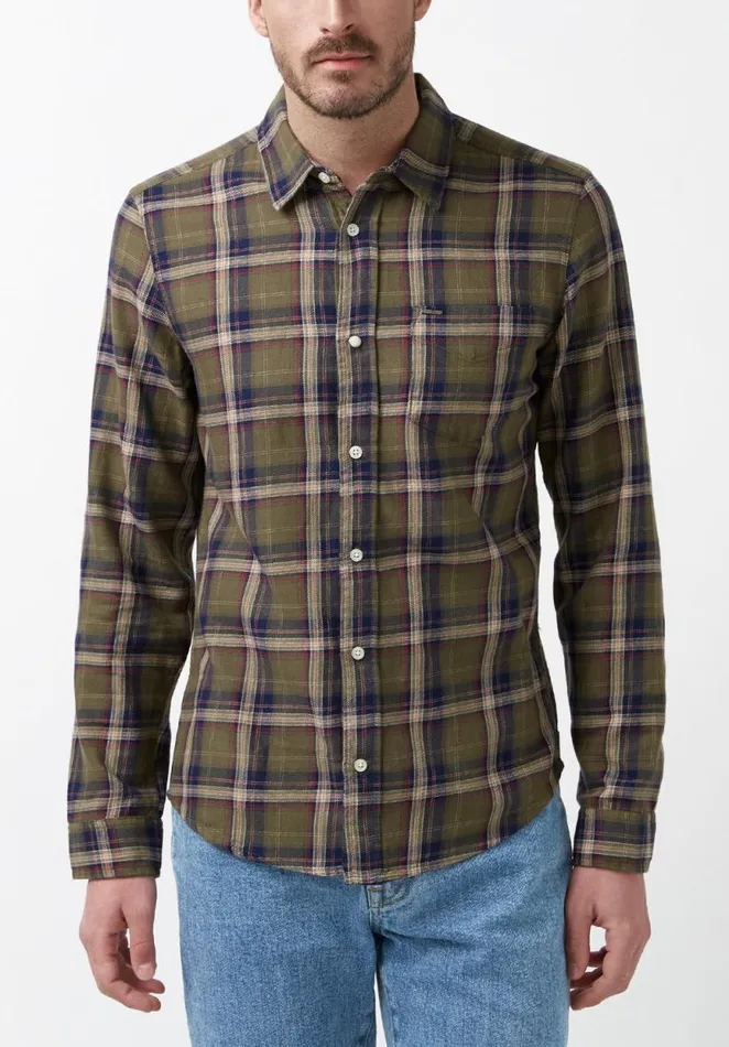 Men Sago Green LongSleeve Mens Shirt Burnt Olive Buffalo David Bitton Shirts