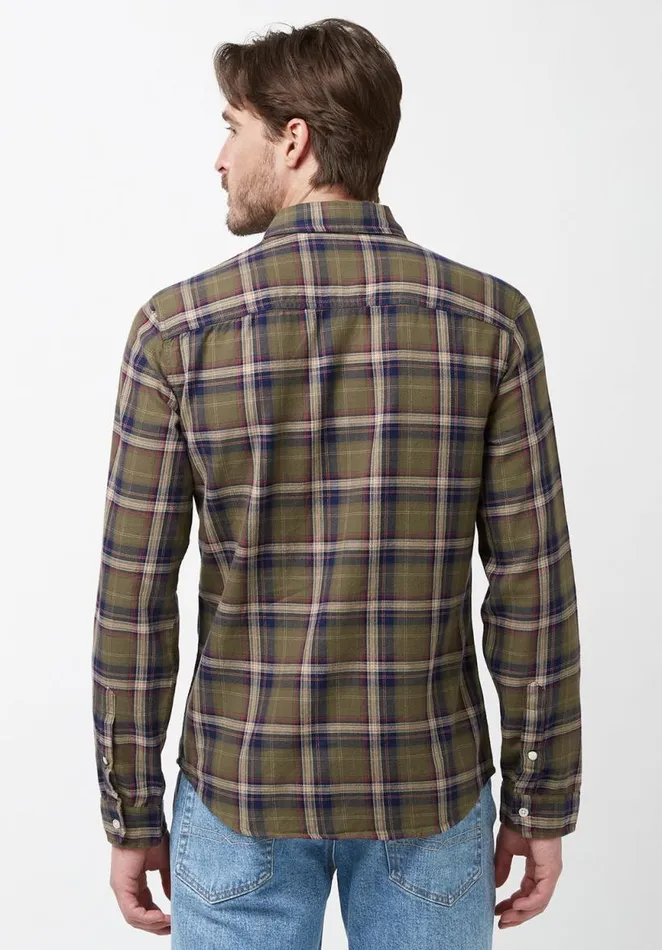 Men Sago Green LongSleeve Mens Shirt Burnt Olive Buffalo David Bitton Shirts
