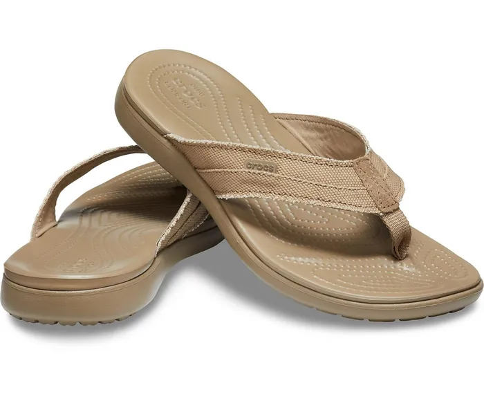 Men Santa Cruz Canvas Flip Khaki Walnut Crocs Sandals