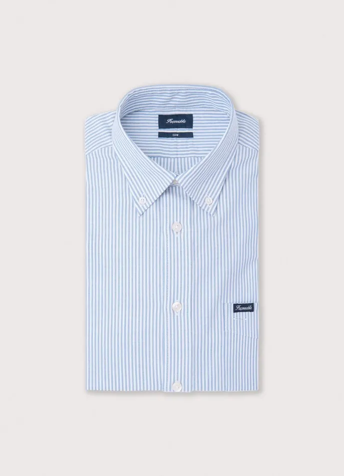 Men Shirts Faonnable Regular Fit Bengal Striped Oxford Shirt Horizon Blue