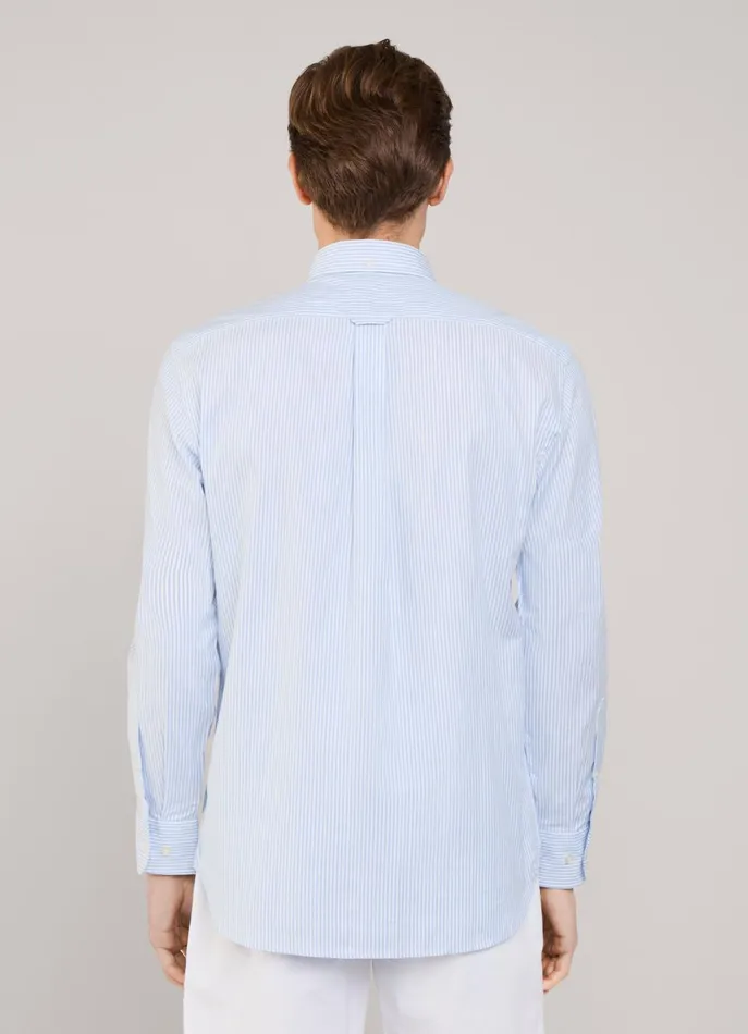 Men Shirts Faonnable Regular Fit Bengal Striped Oxford Shirt Horizon Blue