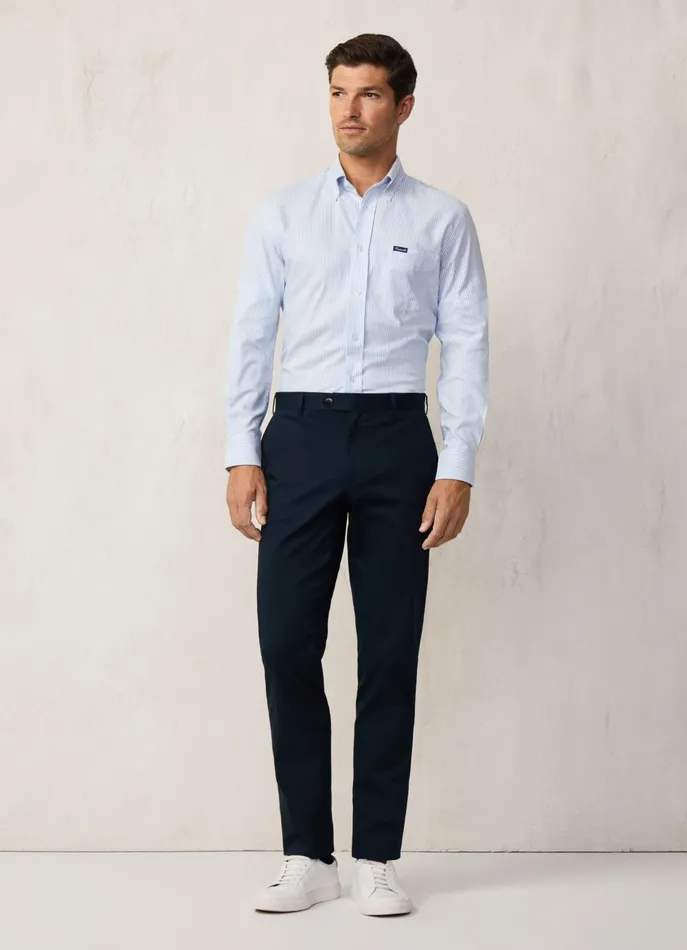 Men Shirts Faonnable Regular Fit Bengal Striped Oxford Shirt Horizon Blue