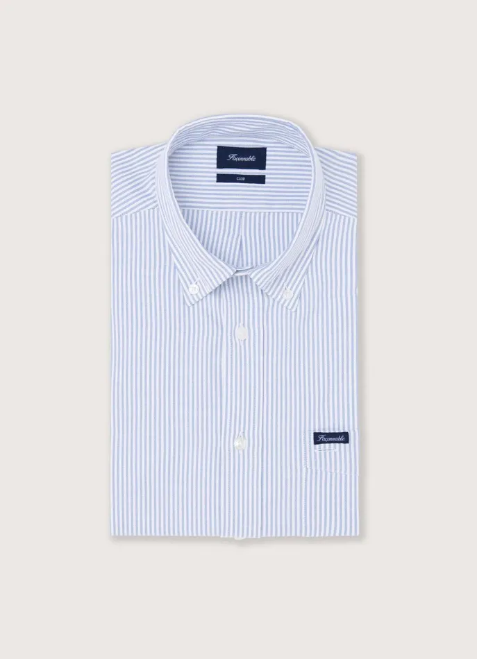 Men Shirts Faonnable Regular Fit Bengal Striped Oxford Shirt Naval Blue
