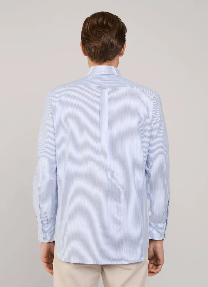 Men Shirts Faonnable Regular Fit Bengal Striped Oxford Shirt Naval Blue