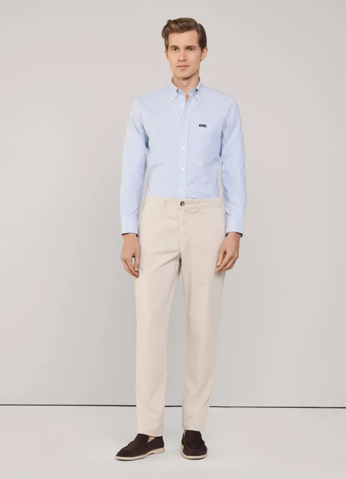 Men Shirts Faonnable Regular Fit Bengal Striped Oxford Shirt Naval Blue
