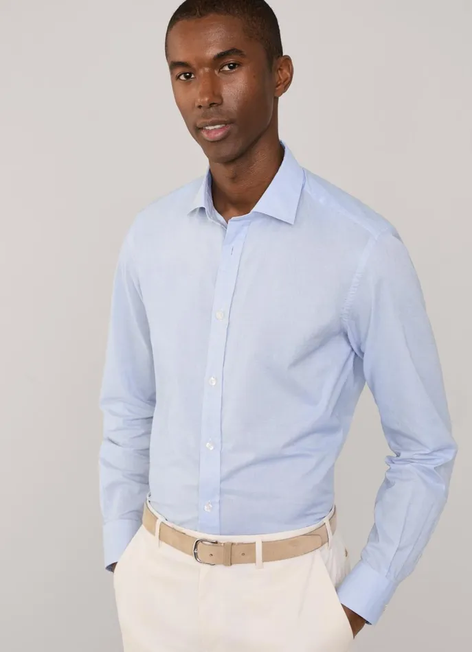 Men Shirts Faonnable Regular Fit FilAFil Shirt Horizon Blue
