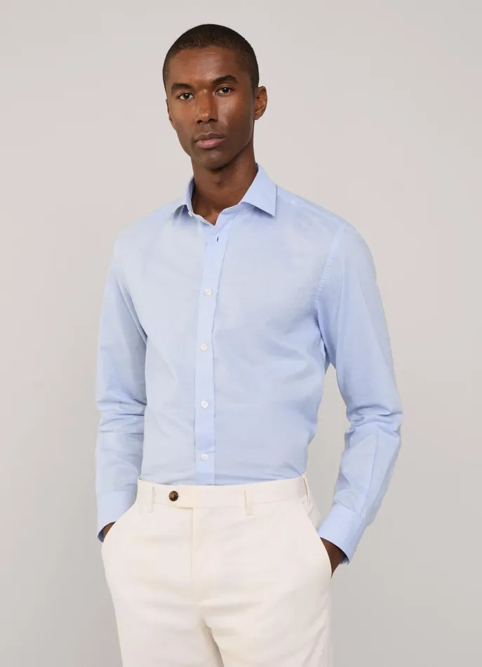 Men Shirts Faonnable Regular Fit FilAFil Shirt Horizon Blue