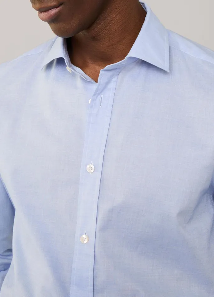 Men Shirts Faonnable Regular Fit FilAFil Shirt Horizon Blue