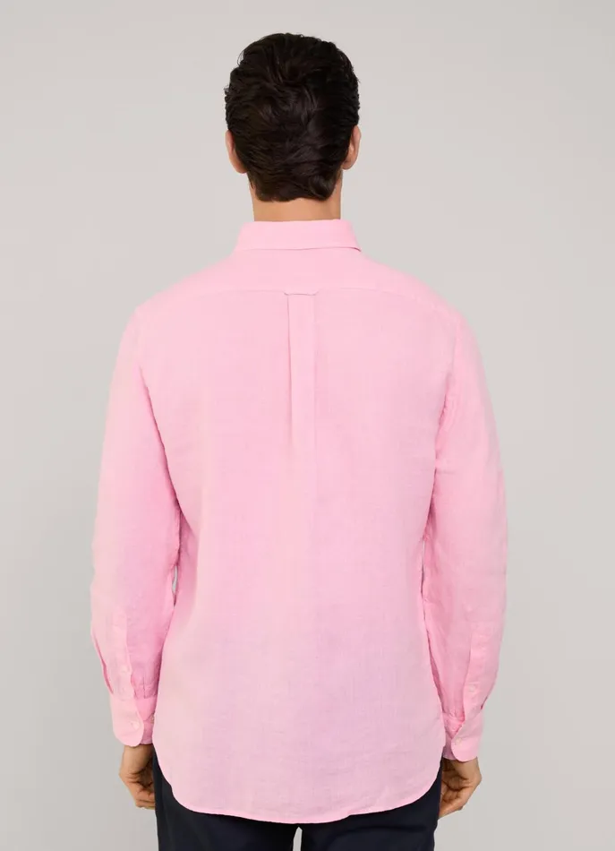 Men Shirts Faonnable Regular Fit Linen Shirt Magenta Purple