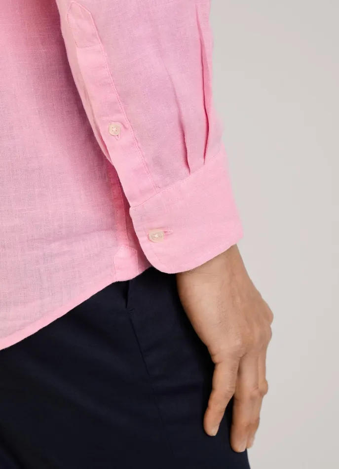 Men Shirts Faonnable Regular Fit Linen Shirt Magenta Purple