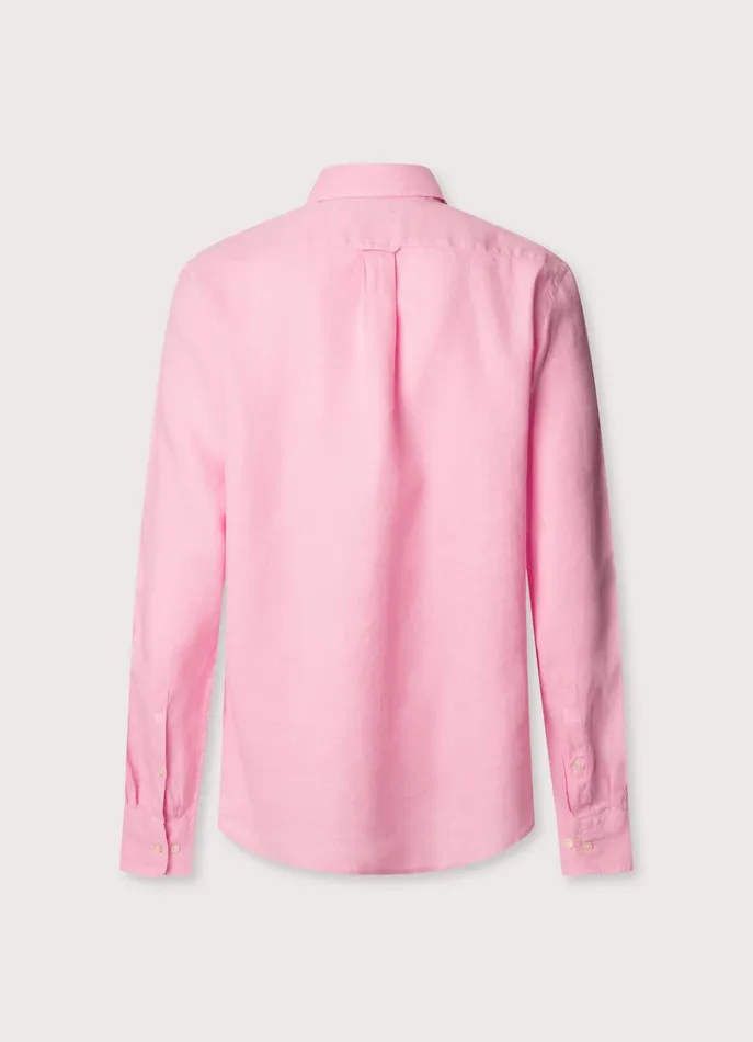 Men Shirts Faonnable Regular Fit Linen Shirt Magenta Purple