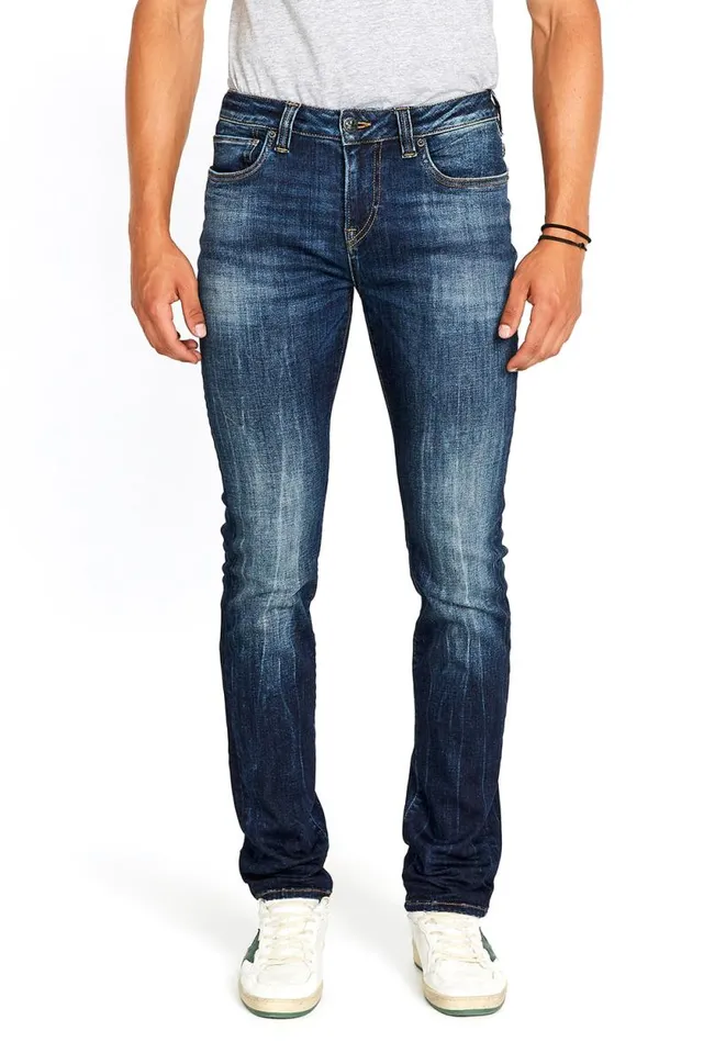 Men Slim Ash Crinkled Blue Jeans Indigo Buffalo David Bitton Slim Ash