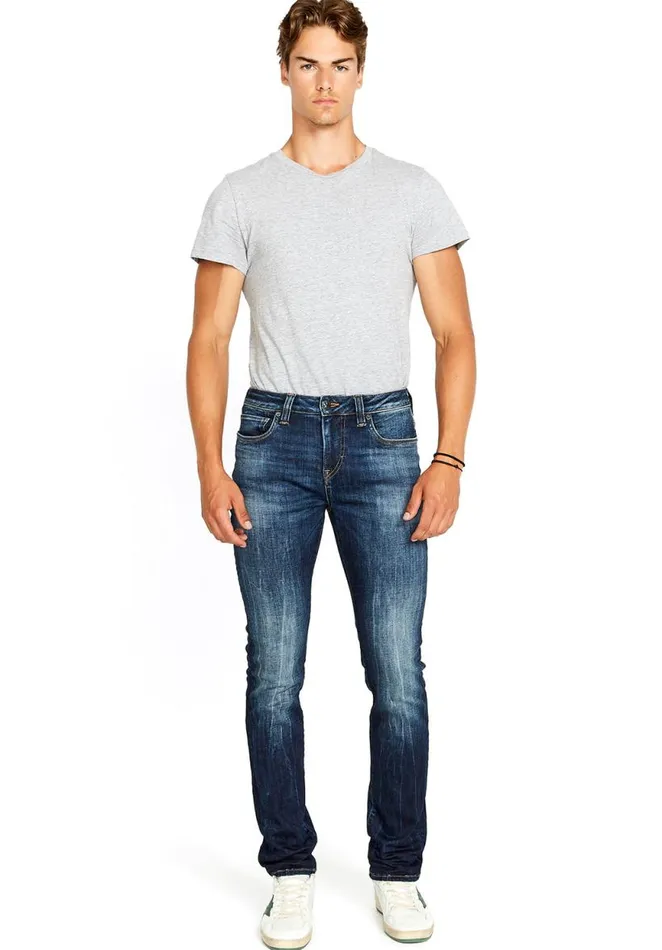 Men Slim Ash Crinkled Blue Jeans Indigo Buffalo David Bitton Slim Ash