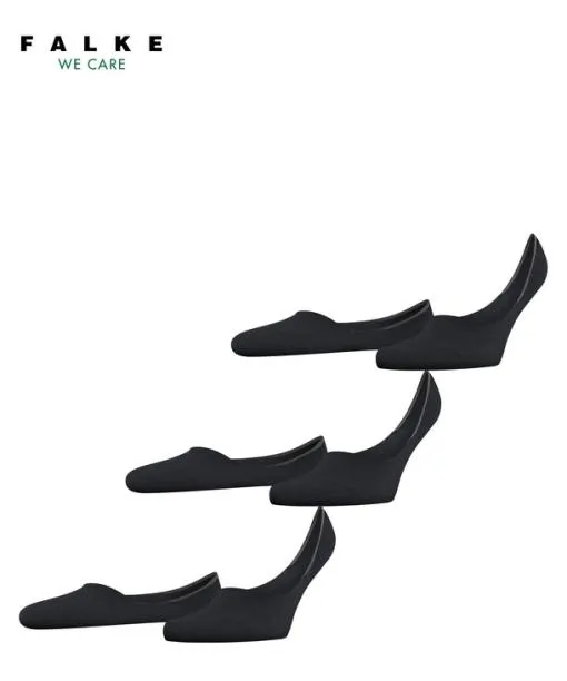 Men Step Medium Cut 3Pack Men No Show Socks Black FALKE No Show Socks