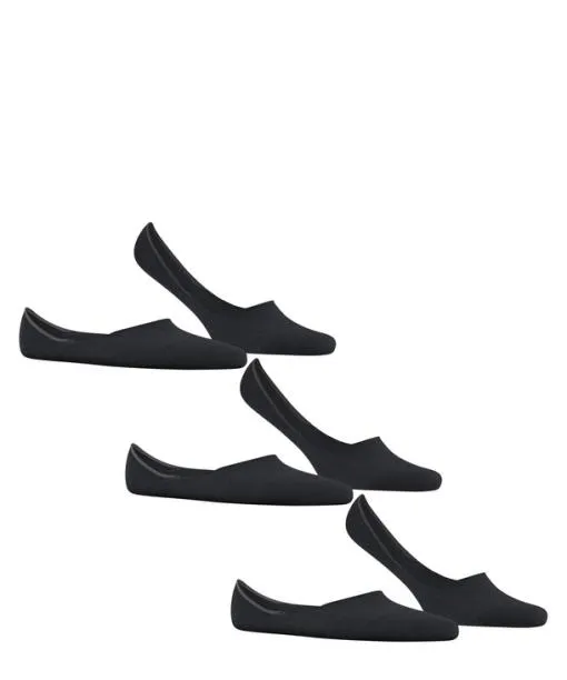 Men Step Medium Cut 3Pack Men No Show Socks Black FALKE No Show Socks