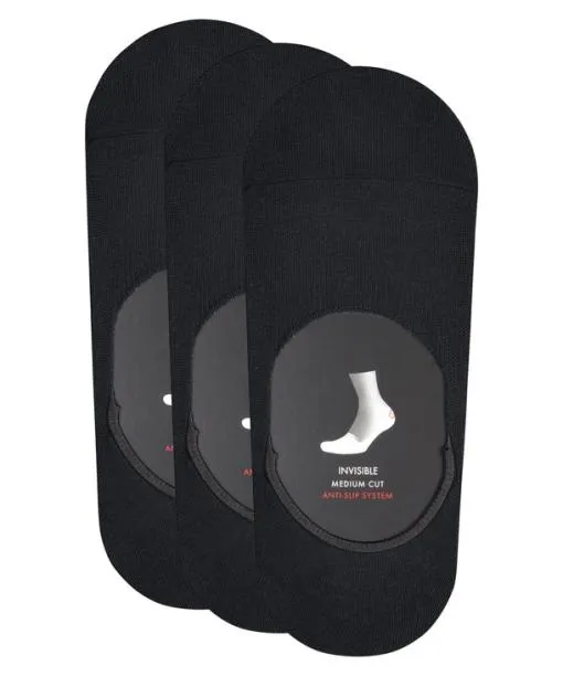 Men Step Medium Cut 3Pack Men No Show Socks Black FALKE No Show Socks