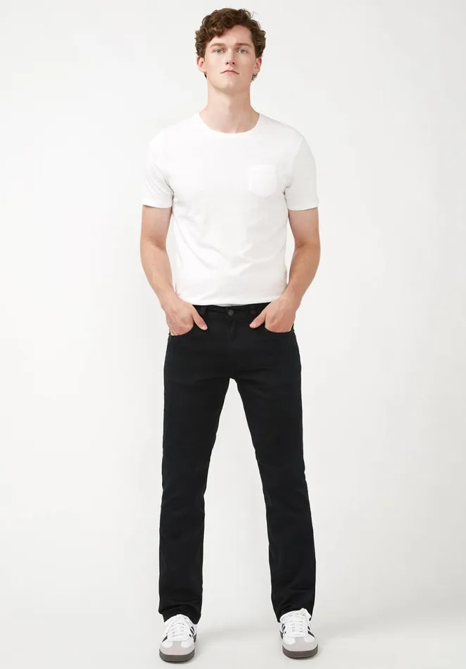 Men Straight Fit Black Twill Pants Black Buffalo David Bitton Straight Six