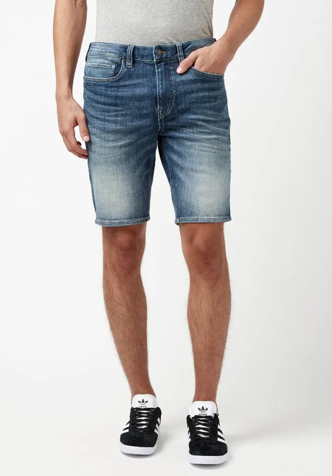 Men Super Stretch Slim Parker Whiskered Shorts Indigo Buffalo David Bitton Shorts