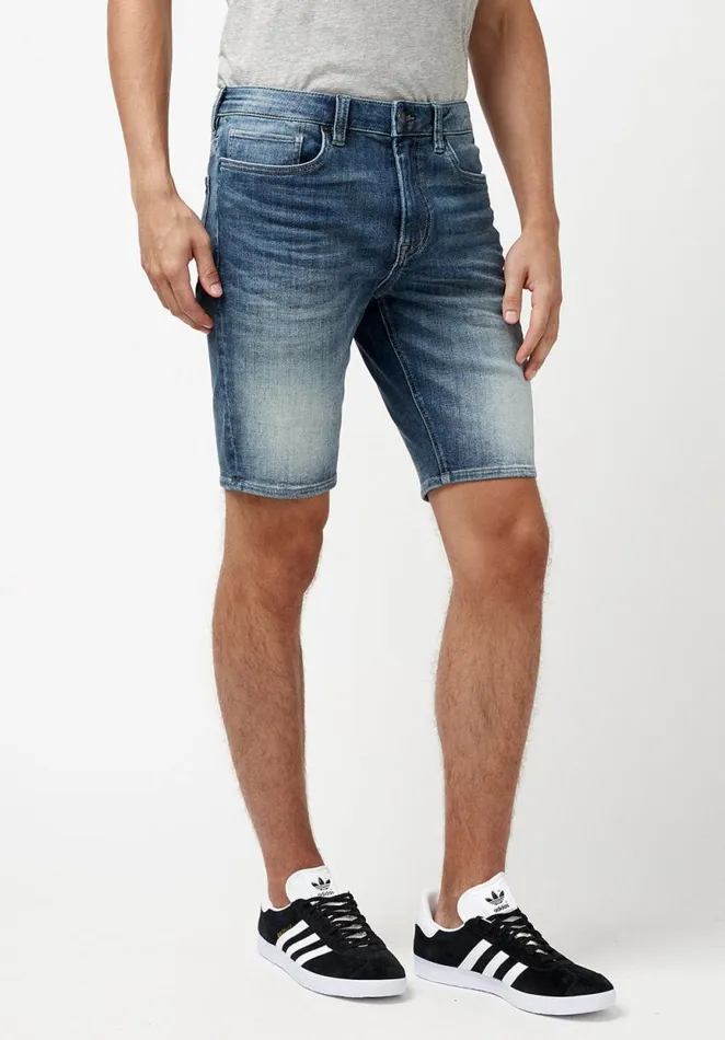 Men Super Stretch Slim Parker Whiskered Shorts Indigo Buffalo David Bitton Shorts