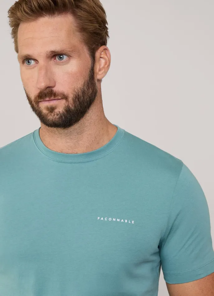 Men TShirts and Sweatshirts Faonnable Regular Fit Palm Tree TShirt Meadow Blue