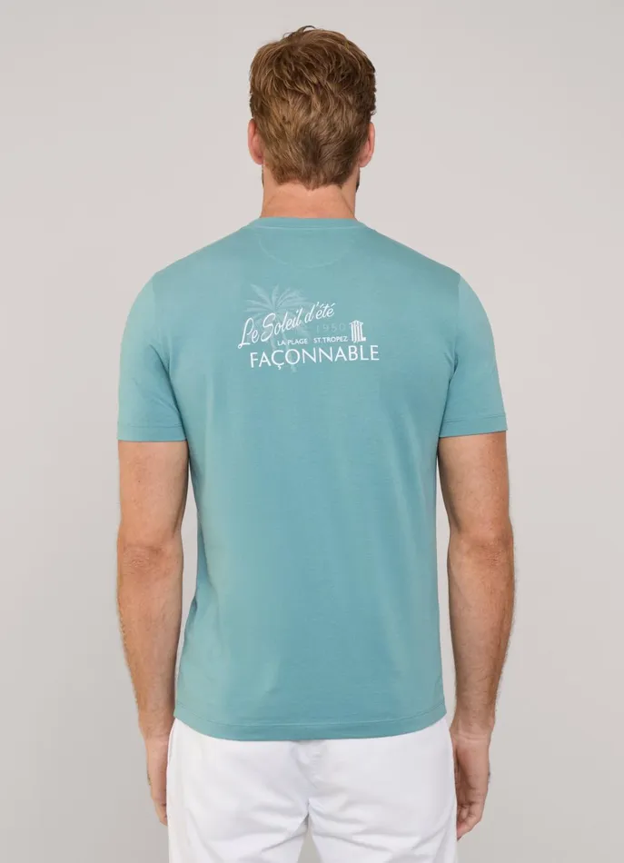Men TShirts and Sweatshirts Faonnable Regular Fit Palm Tree TShirt Meadow Blue
