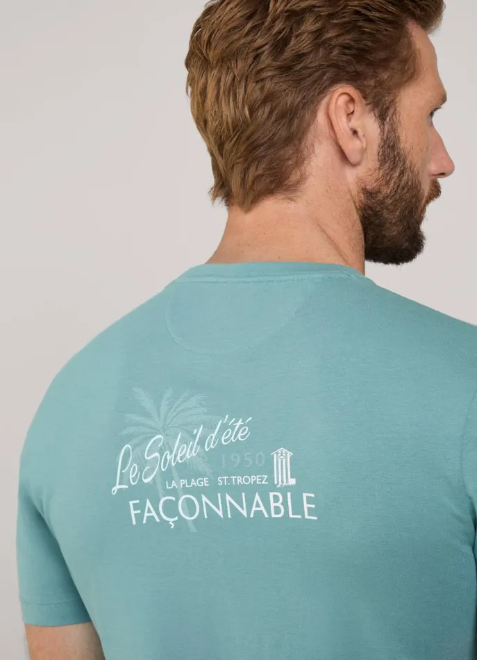 Men TShirts and Sweatshirts Faonnable Regular Fit Palm Tree TShirt Meadow Blue