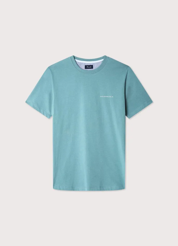 Men TShirts and Sweatshirts Faonnable Regular Fit Palm Tree TShirt Meadow Blue