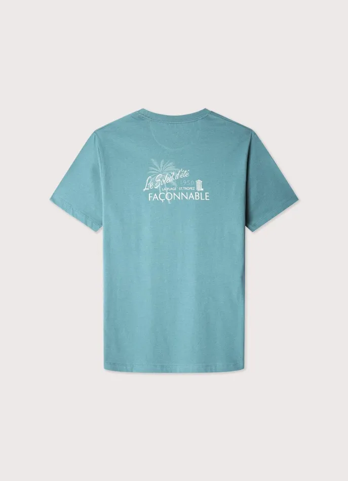 Men TShirts and Sweatshirts Faonnable Regular Fit Palm Tree TShirt Meadow Blue