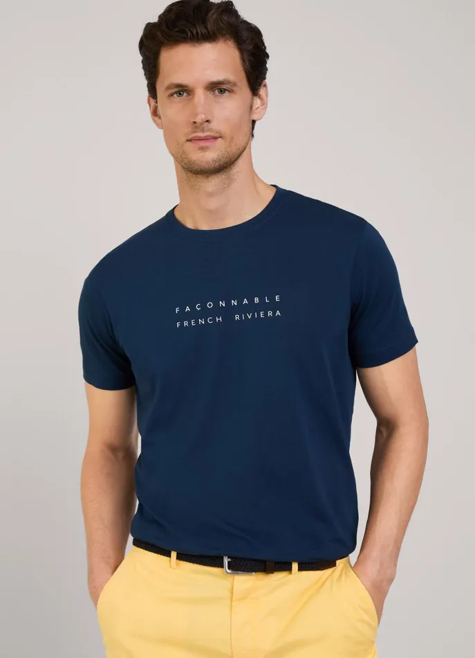 Men TShirts and Sweatshirts Faonnable Regular Fit TShirt Naval Blue