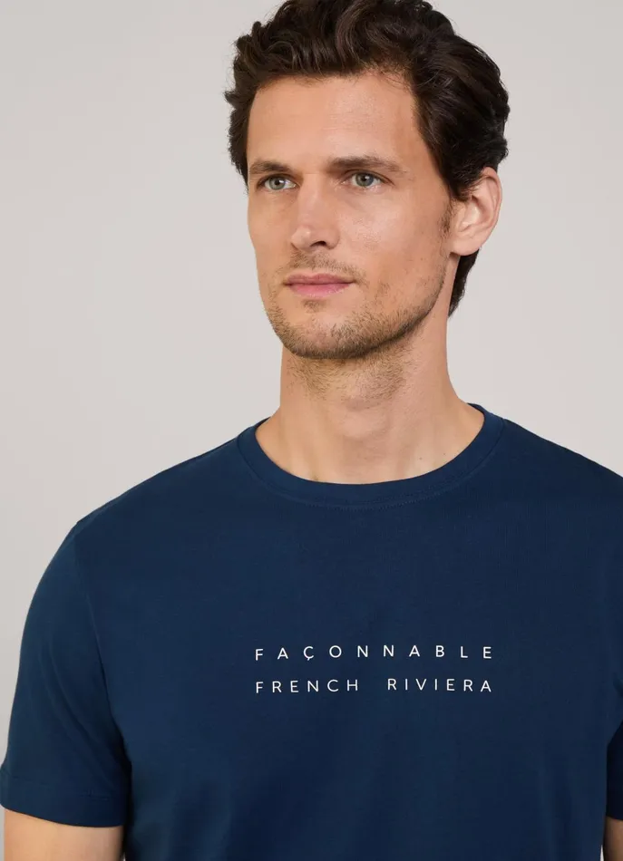 Men TShirts and Sweatshirts Faonnable Regular Fit TShirt Naval Blue