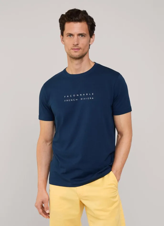 Men TShirts and Sweatshirts Faonnable Regular Fit TShirt Naval Blue