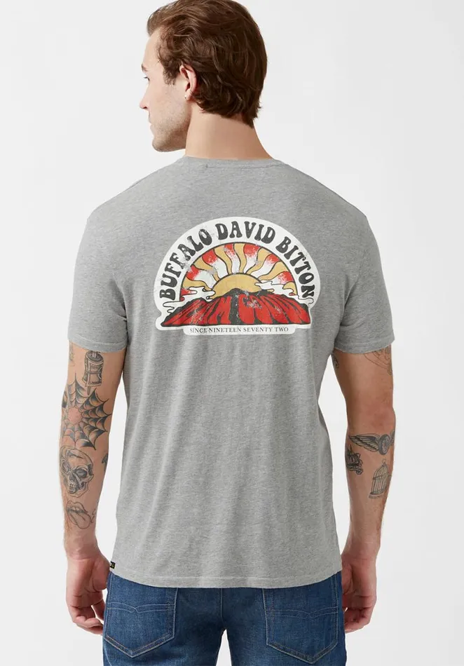 Men Tatins Heather Grey ShortSleeve Mens TShirt Heather Grey Buffalo David Bitton Tops and Tees