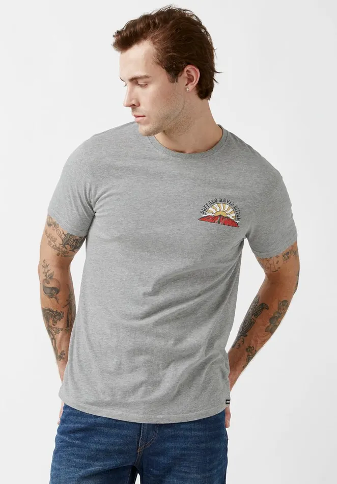 Men Tatins Heather Grey ShortSleeve Mens TShirt Heather Grey Buffalo David Bitton Tops and Tees