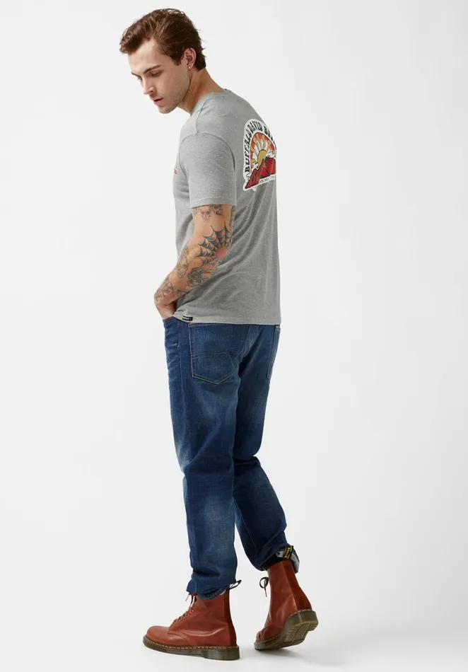 Men Tatins Heather Grey ShortSleeve Mens TShirt Heather Grey Buffalo David Bitton Tops and Tees