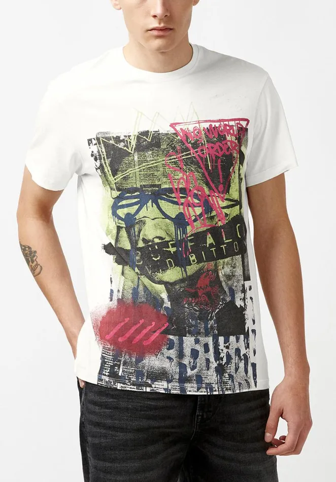 Men Tofy Collage Spray Paint Graphic TShirt Milk Buffalo David Bitton Tops and Tees