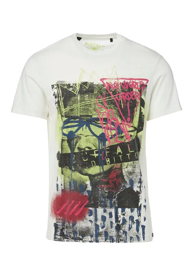 Men Tofy Collage Spray Paint Graphic TShirt Milk Buffalo David Bitton Tops and Tees