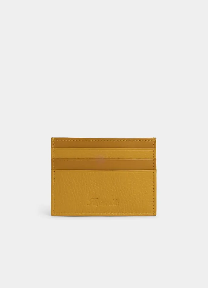 Men Wallets and Cardholders Faonnable Leather Card Holder Mellow Yellow