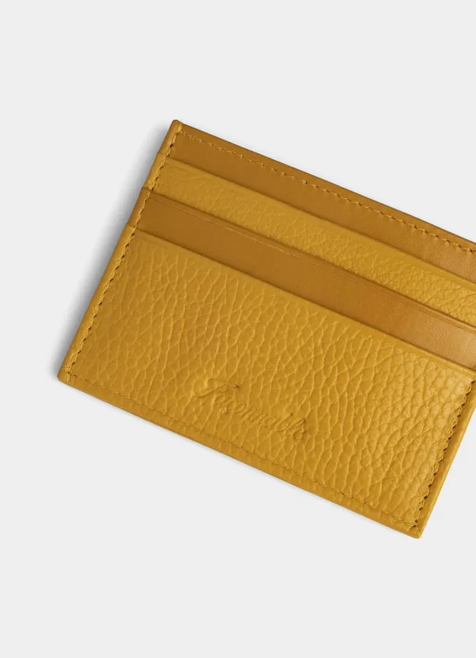 Men Wallets and Cardholders Faonnable Leather Card Holder Mellow Yellow