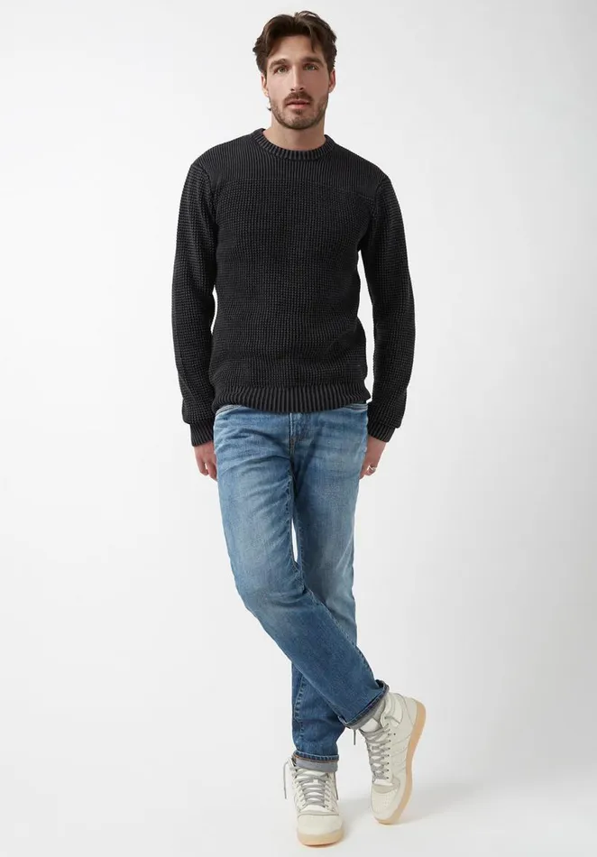 Men Washy Black Mens Sweater Black Buffalo David Bitton Sweaters
