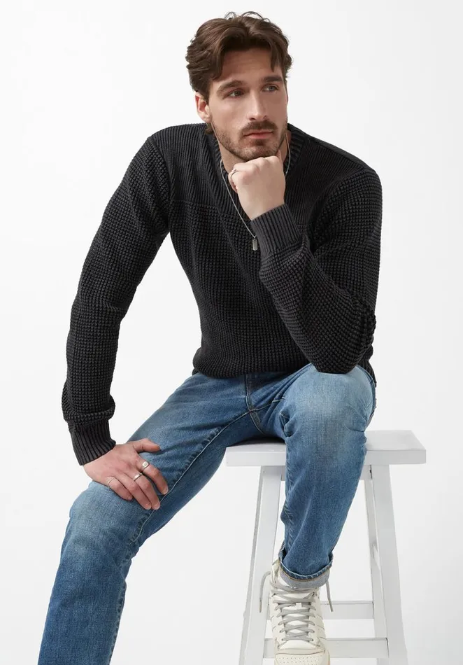 Men Washy Black Mens Sweater Black Buffalo David Bitton Sweaters