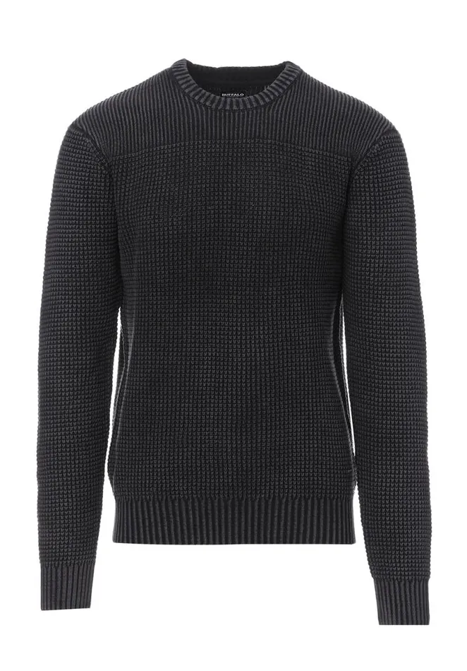 Men Washy Black Mens Sweater Black Buffalo David Bitton Sweaters