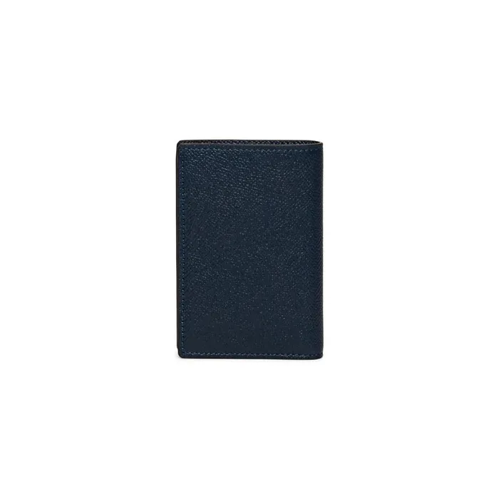 MenWomen Blue Saffiano Leather Vertical Wallet Santoni Small Leather Goods
