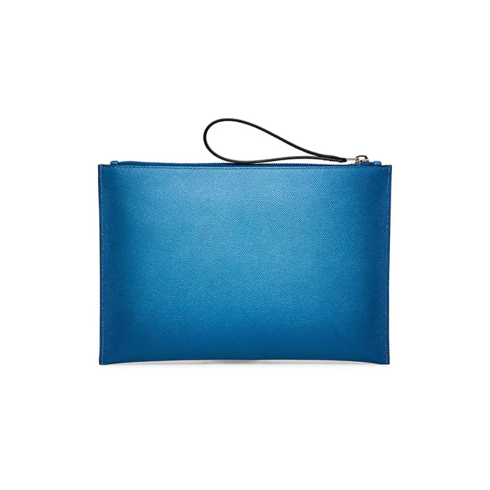 MenWomen Light Blue Saffiano Leather Pouch Santoni Small Leather Goods