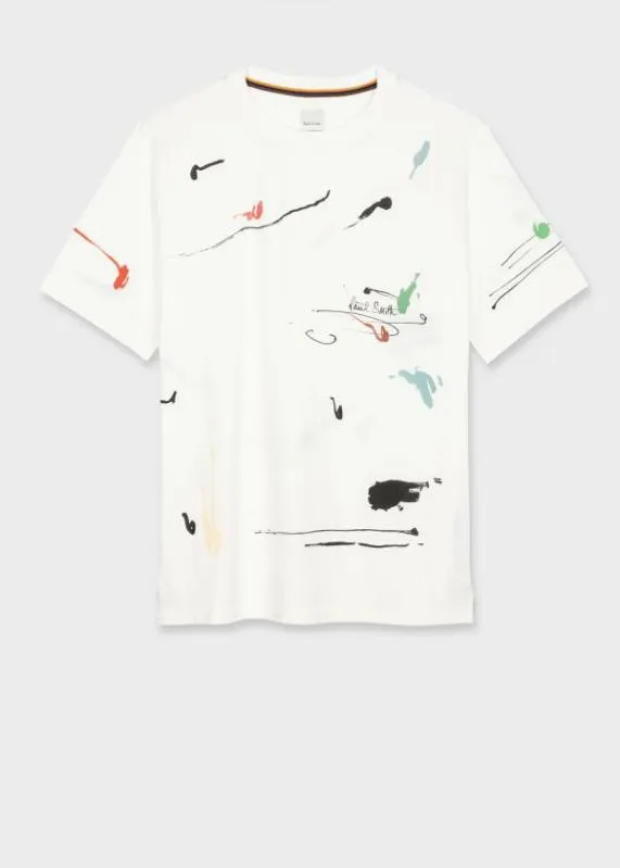 Mens 039Ink Marks039 Print Cotton TShirt Paul Smith TShirts