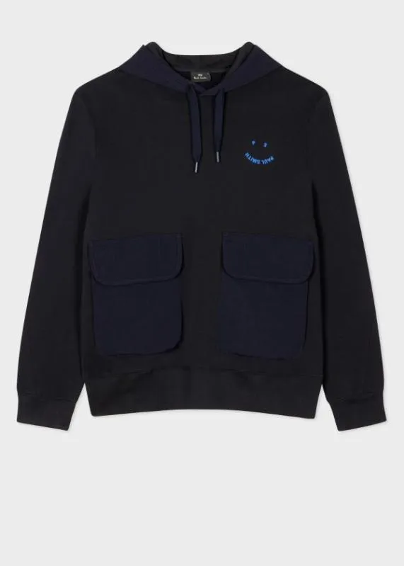 Mens 039PS Happy039 Contrast Nylon Hoodie Paul Smith Sweatshirts and Hoodies