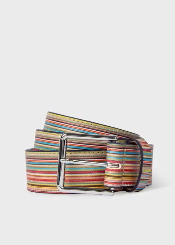 Mens 039Signature Stripe039 Leather Belt Paul Smith Belts