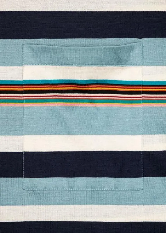 Mens Blue Stripe Cotton Pocket TShirt Paul Smith TShirts