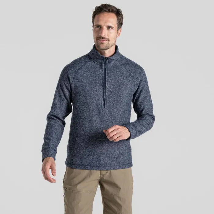 Mens Half Zip Fleece Craghoppers Barn Half Zip Fleece Blue Navy Marl