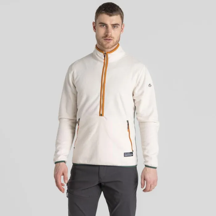 Mens Half Zip Fleece Craghoppers CO2 Renu Half Zip Fleece Ecru